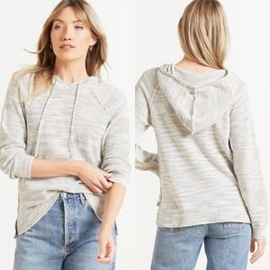 Michael Stars Tegan Knit Spacedye Sweater Hoodie Medium Gray Lightweight Basic
